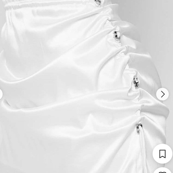 Maniere de Voir White Satiny Ruched Mini Dress 2 - Picture 9 of 9